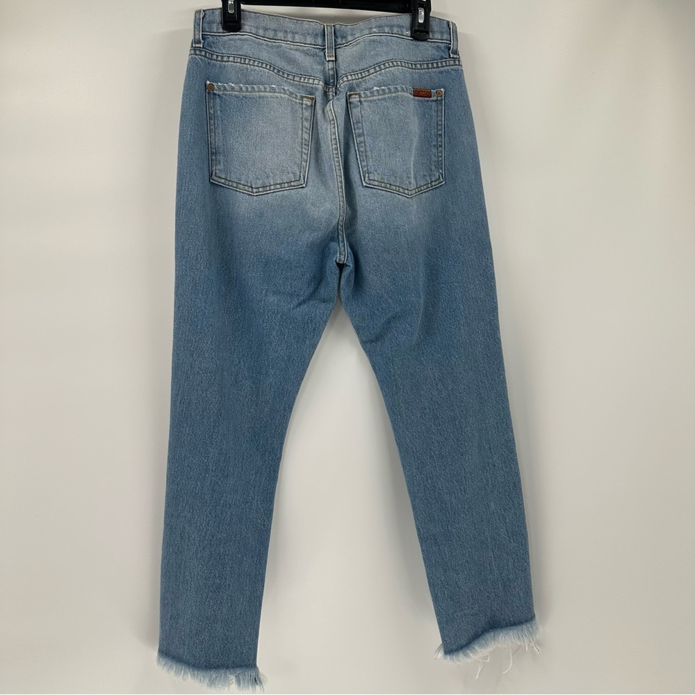 7 For All Mankind Womens Destroyed Button Fly Denim Cropped Jeans Sz 28 - Picture 6 of 12
